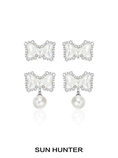 Bow Fritillary Pearl Earrings
