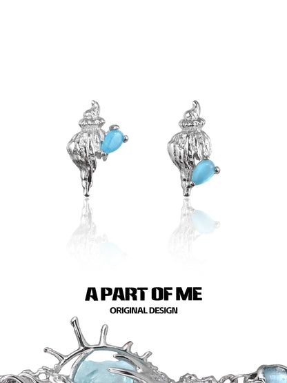Ocean Whisper Conch Silver Earrings