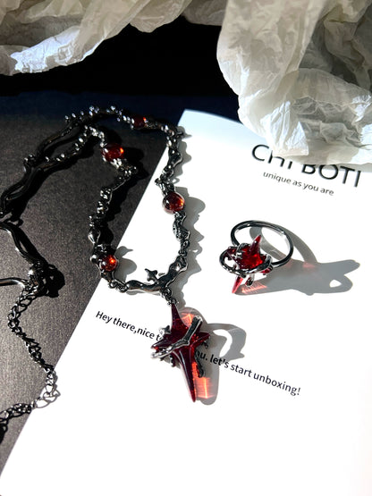 "Sanguine Thorns" Lava Necklace