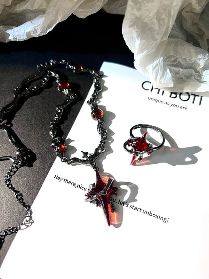 "Sanguine Thorns" Lava Necklace