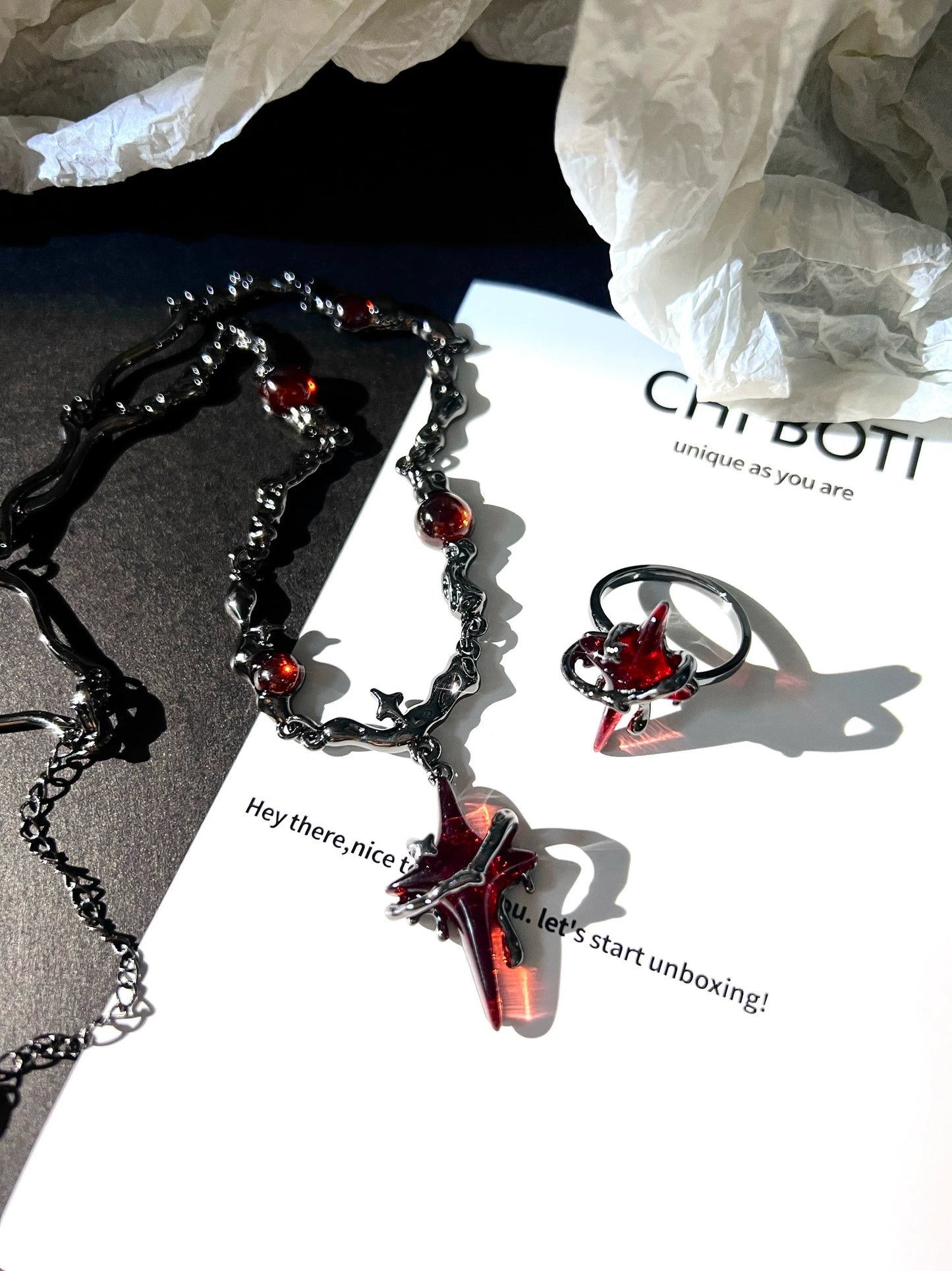 "Sanguine Thorns" Lava Necklace
