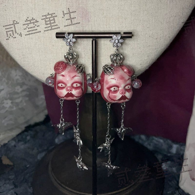 Earrings & Ear Cuffs-Two Three Children's Original Earrings Doll Cold Wind Bird Premium Sense Pendant Earrings Sweet Cool Men's and Women's Tide