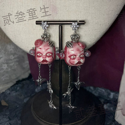 Earrings & Ear Cuffs-Two Three Children's Original Earrings Doll Cold Wind Bird Premium Sense Pendant Earrings Sweet Cool Men's and Women's Tide