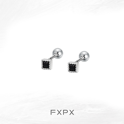 Minimalist Black & White Square Earrings