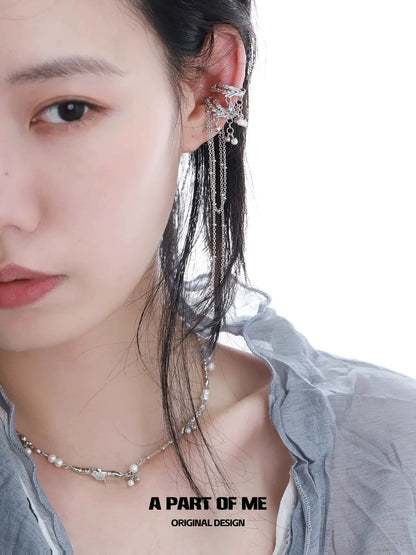 Pearl Fringe Punk Ear Clips