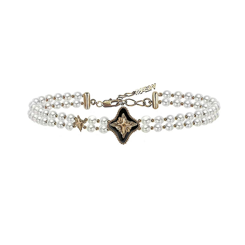 Retro Pearl Butterfly Choker