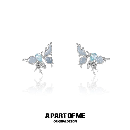 Delicate Blue Butterfly Earrings