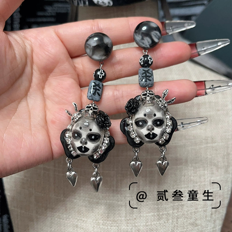 Earrings & Ear Cuffs-Two Three Children's Original Design Diablo Goth 925 Silver Needle Earrings Spice Girls Niche Handmade Cool Temperament Earrings