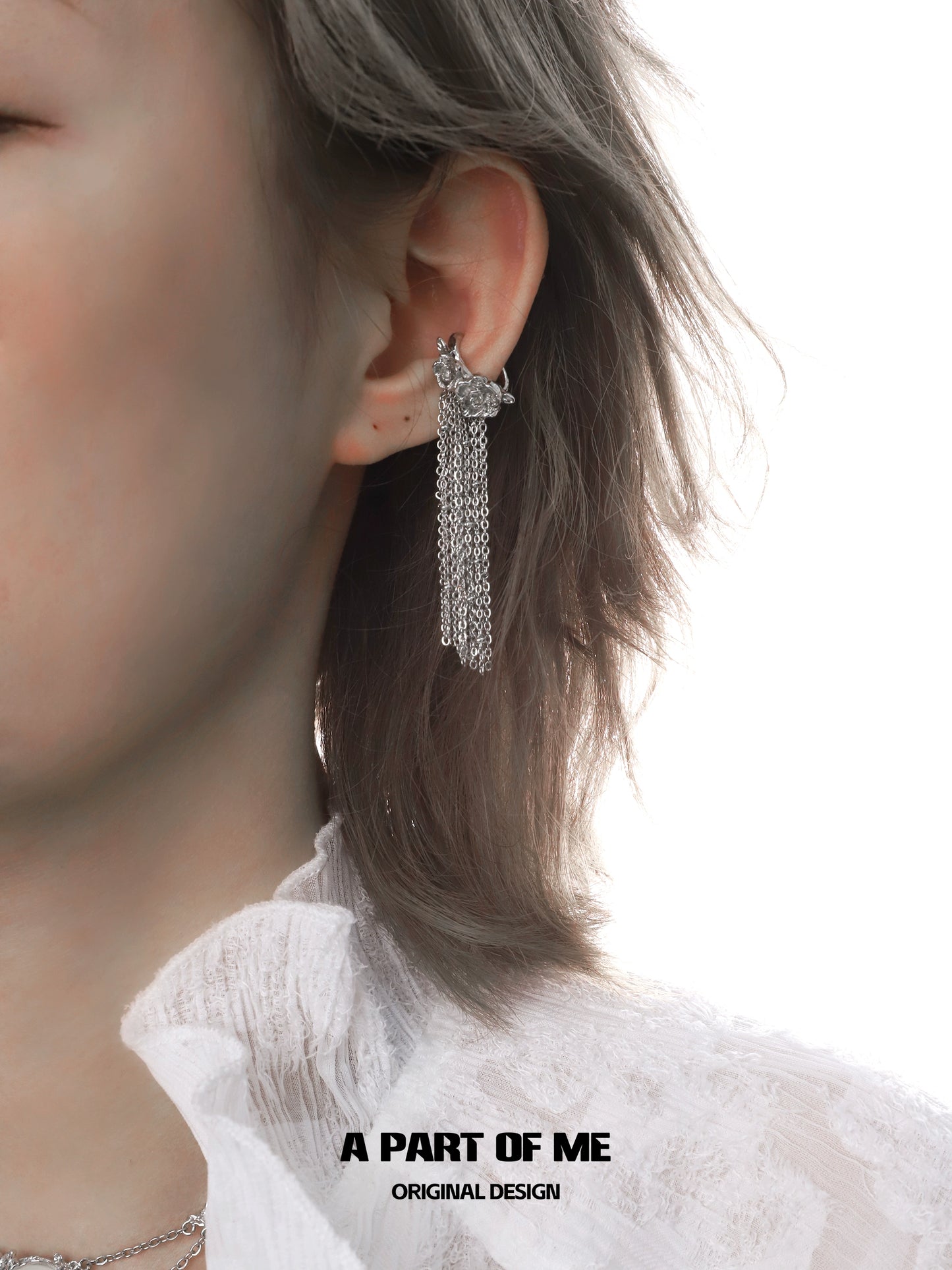 Floral Heart Fringe Ear Cuffs