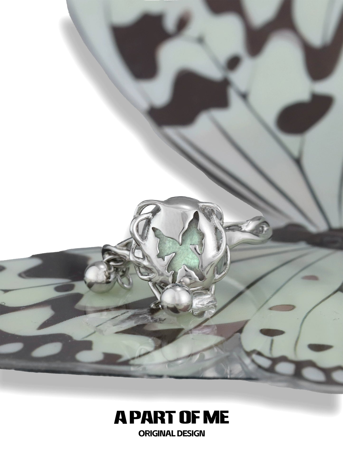 Cocoon Butterfly Silver Ring