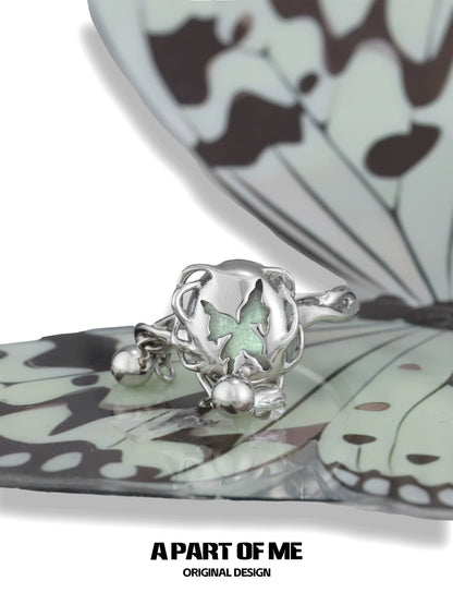 Cocoon Butterfly Silver Ring