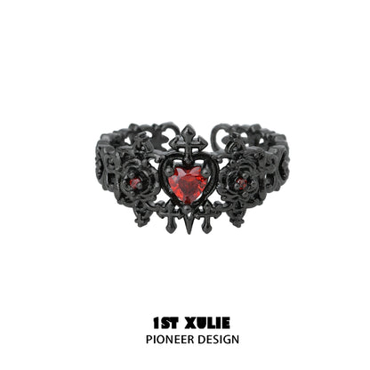 Gothic Taboo Rose Couple Rings