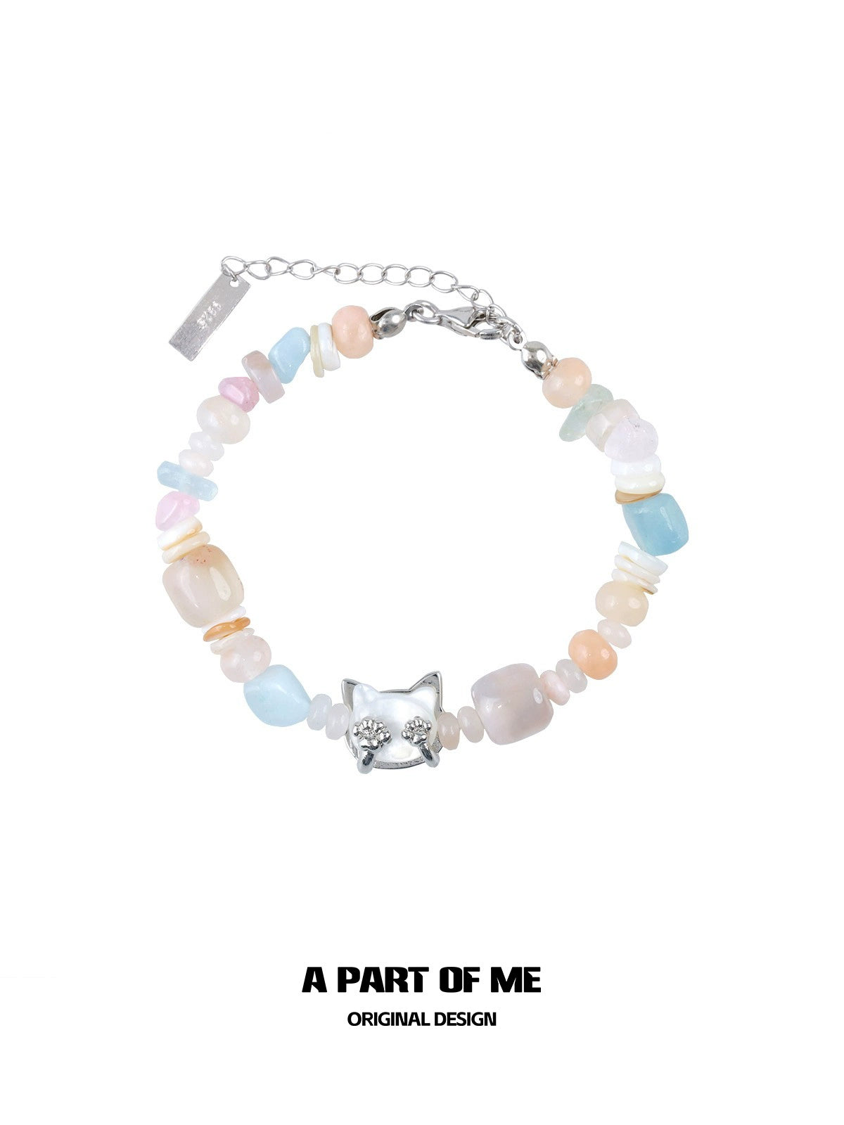 Creamy Cat Beaded Bracelet
