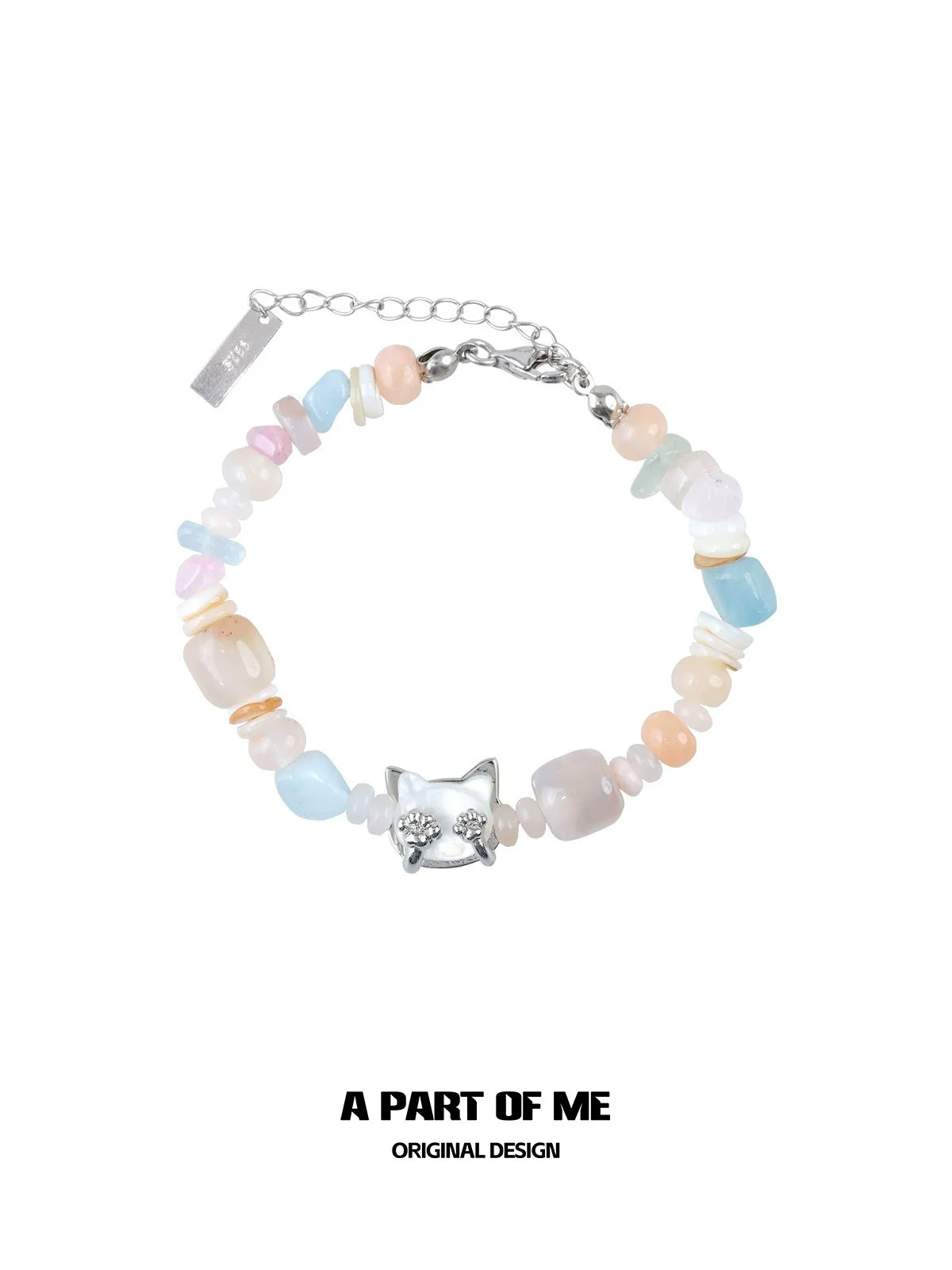 Creamy Cat Beaded Bracelet