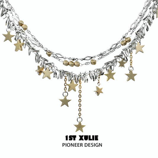 Gold Stellar Tassel Clavicle Chain