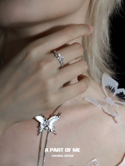 Agate Butterfly Silver Ring