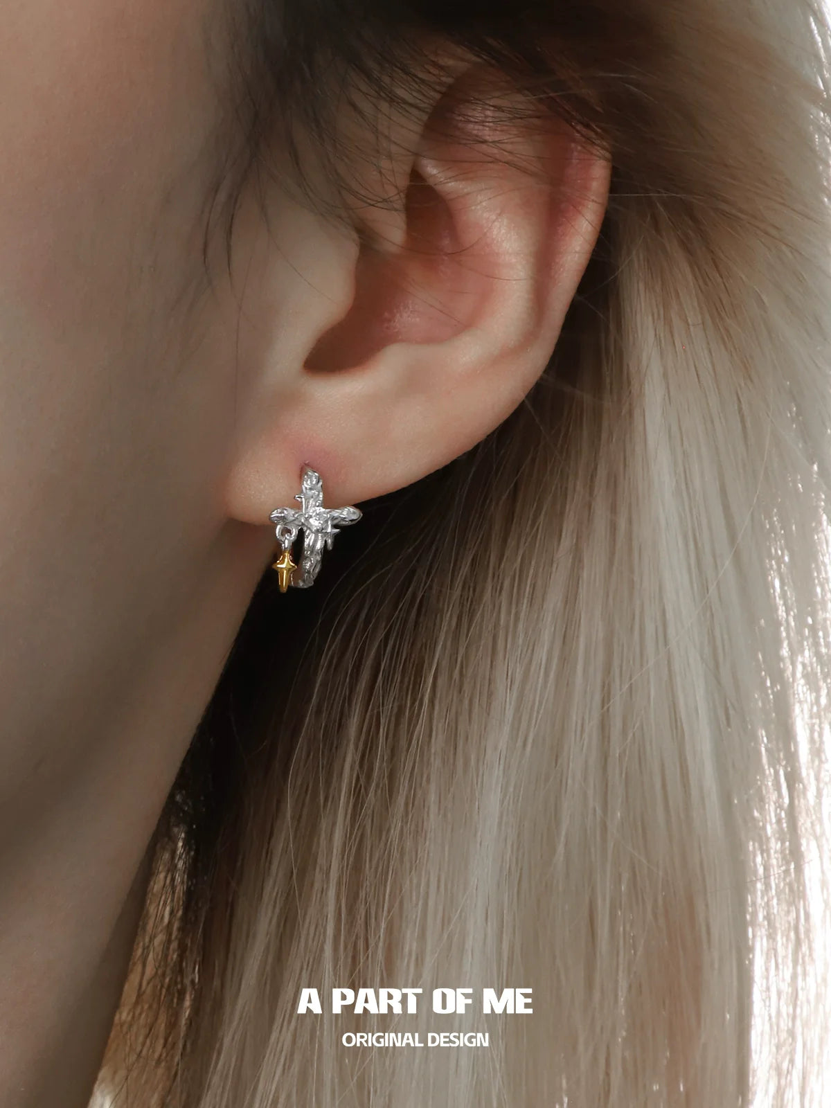 Luminous Cross Silver Earrings