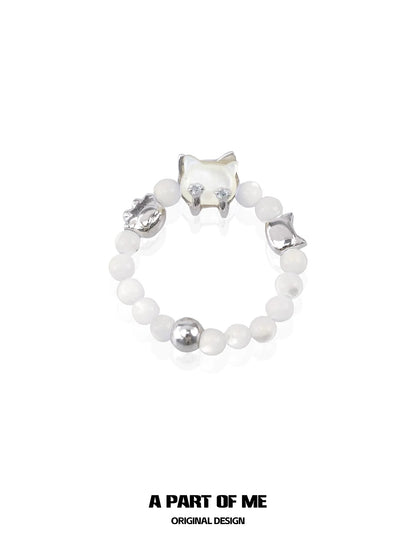 Shell Cat Beaded Ring