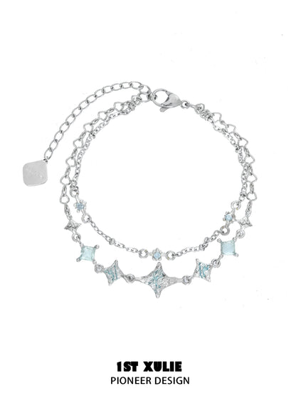 Exquisite Double-Layer Starfish Silver Bracelet
