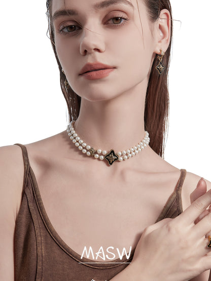 Retro Pearl Butterfly Choker