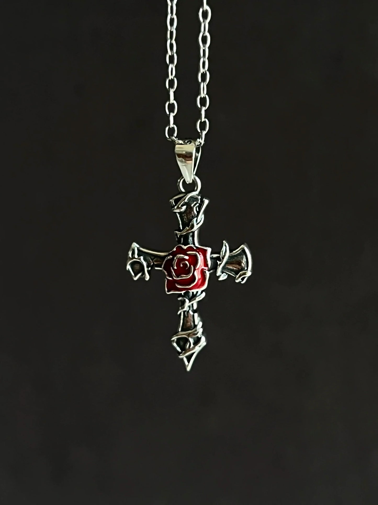 "Thorns Rose" Cross Necklace