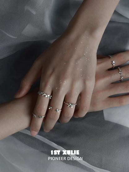 Punk Butterfly Shadow Silver Ring