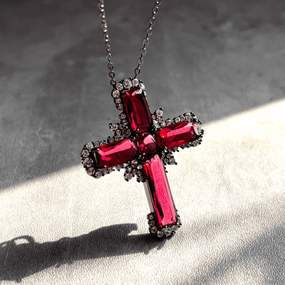 "Blood Cherry" Cross Necklace
