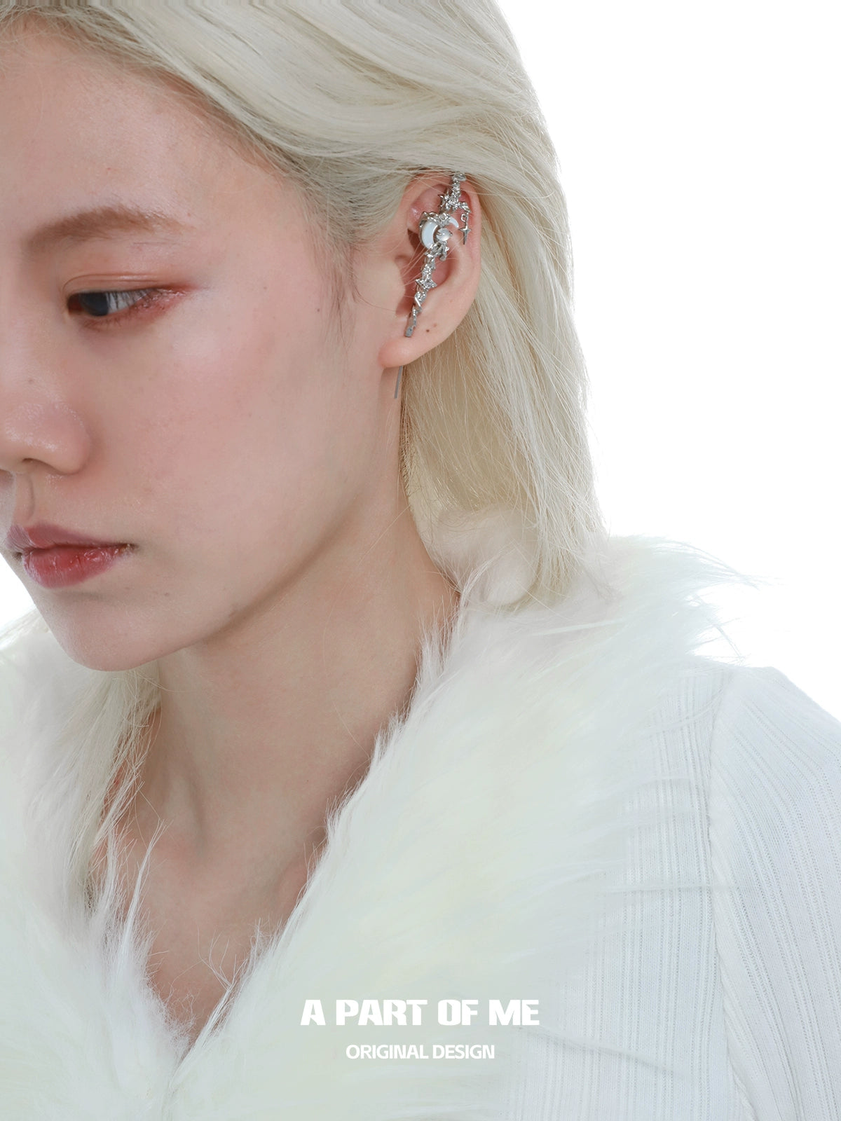 Silver Moon Piercing Earring