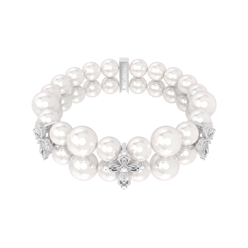 Vintage Cross Pearl Bracelet