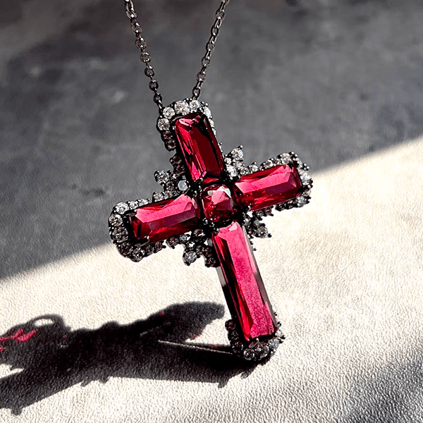 "Blood Cherry" Cross Necklace