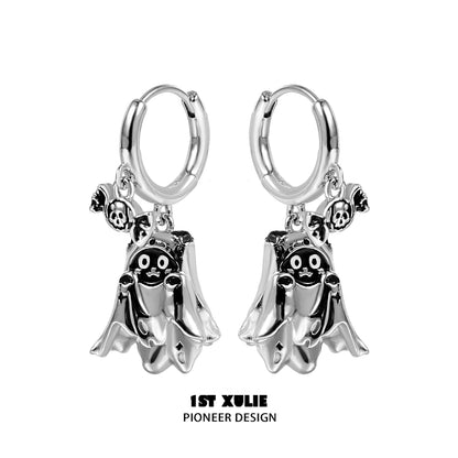 Y2K Chic Ghost Black Cat Earrings
