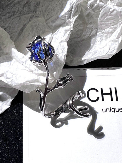 "Miracle Blue Rose" Vine Ring
