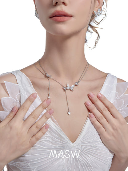 White Fritillary Butterfly Necklace