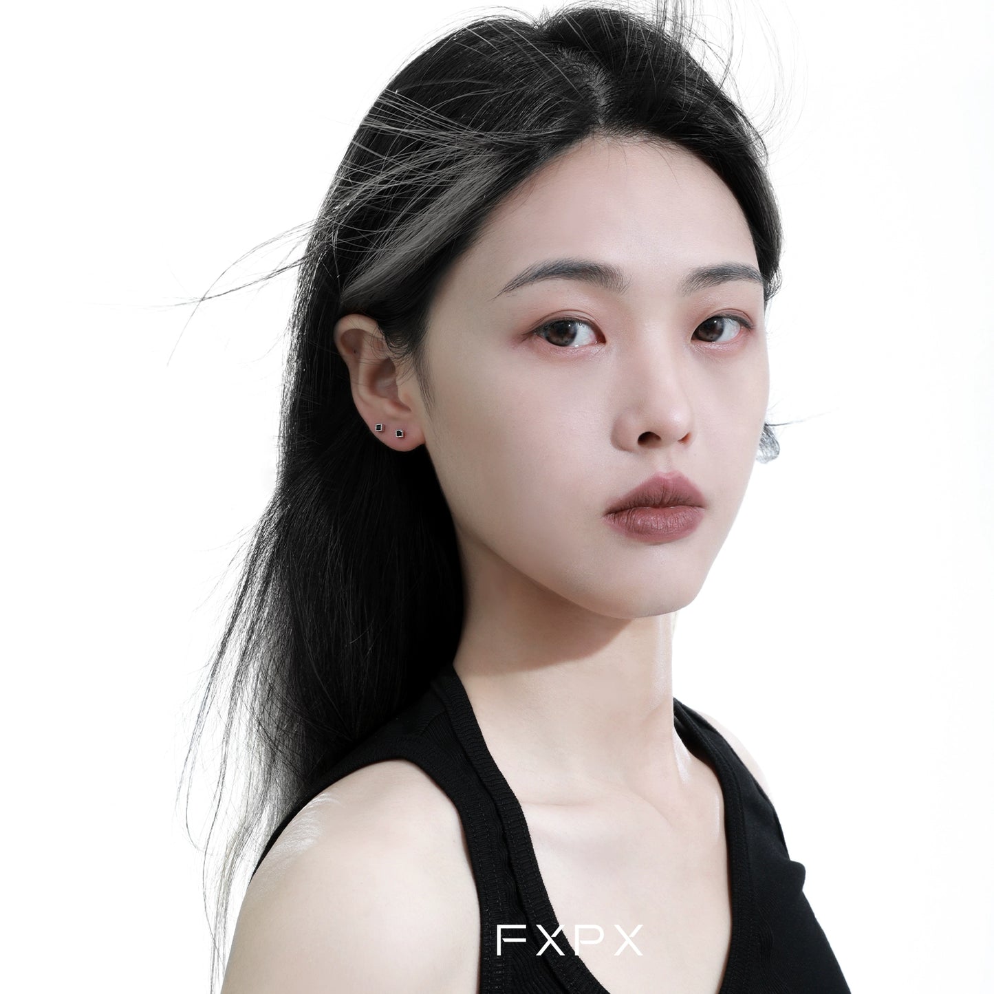 Minimalist Black & White Square Earrings