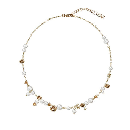 Vintage Rose Pearl Necklace