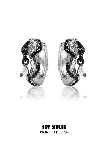 Gothic Black Rattlesnake Earrings