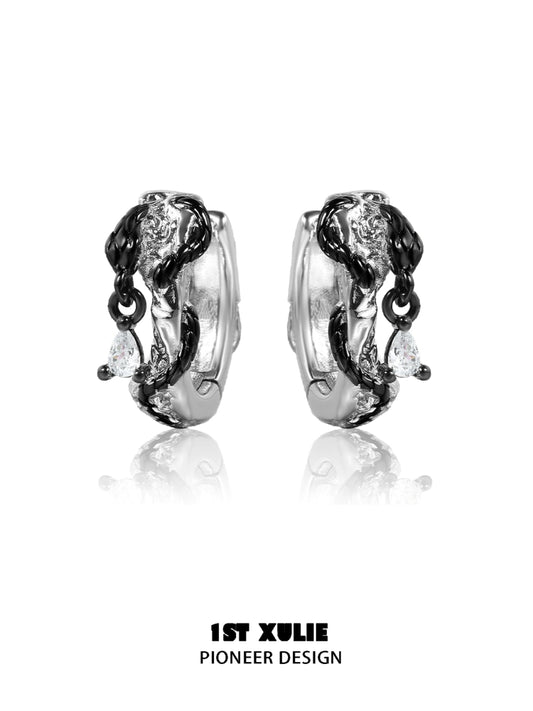 Gothic Black Rattlesnake Earrings