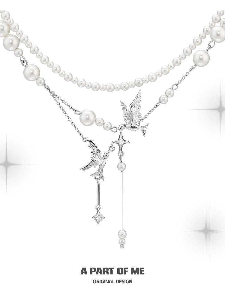 Flying Bird Pearl Necklace
