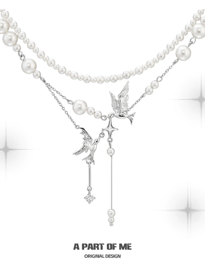Flying Bird Pearl Necklace