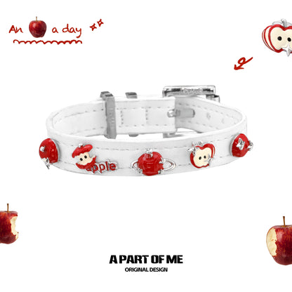 Apple Planet White Leather Bracelet