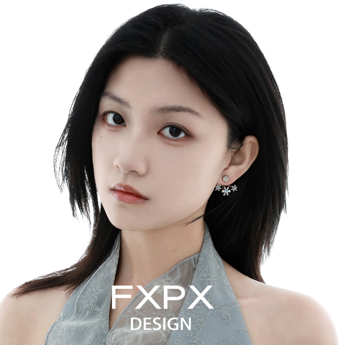 Frosted Snowflake Agate Stud Earrings