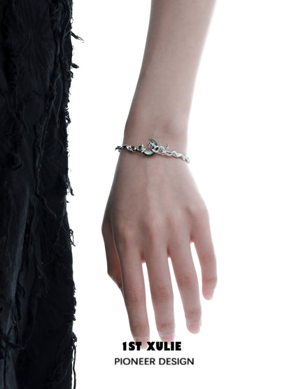 Y2K Moon Orchid Silver Couple Bracelet
