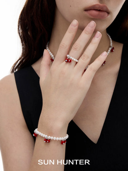 Velvet Cherry Pearl Ring
