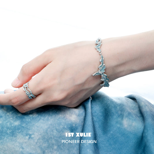 Mystical Blue Sea Island Silver Bracelet