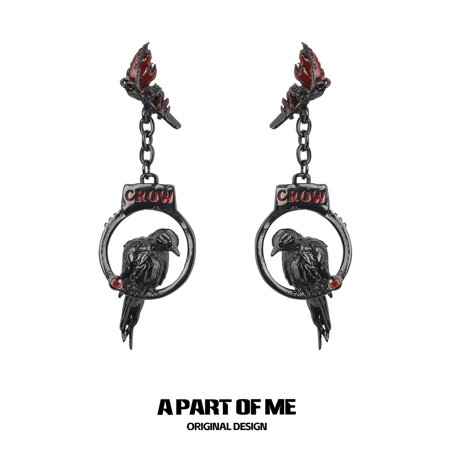 Gothic Crow Handcuff Earrings
