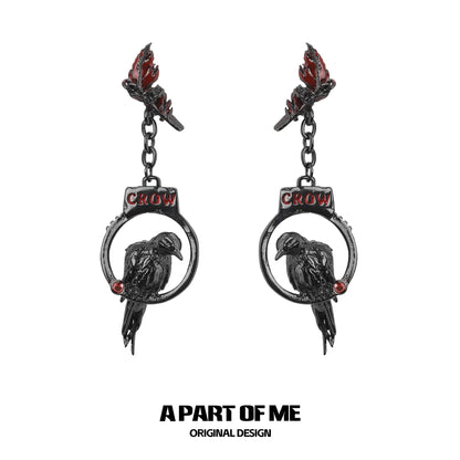 Gothic Crow Handcuff Earrings