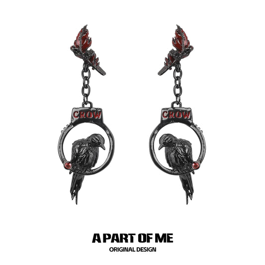 Gothic Crow Handcuff Earrings