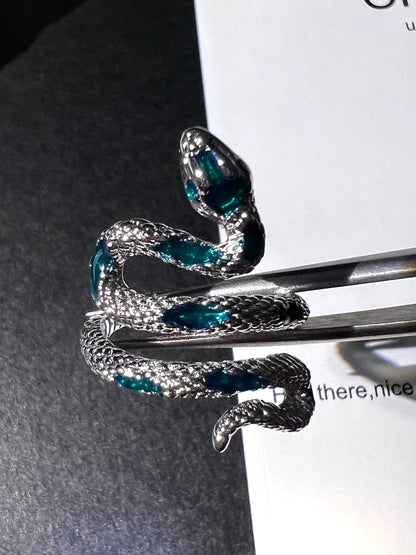 "Green Stripes Snake" Wrap Ring