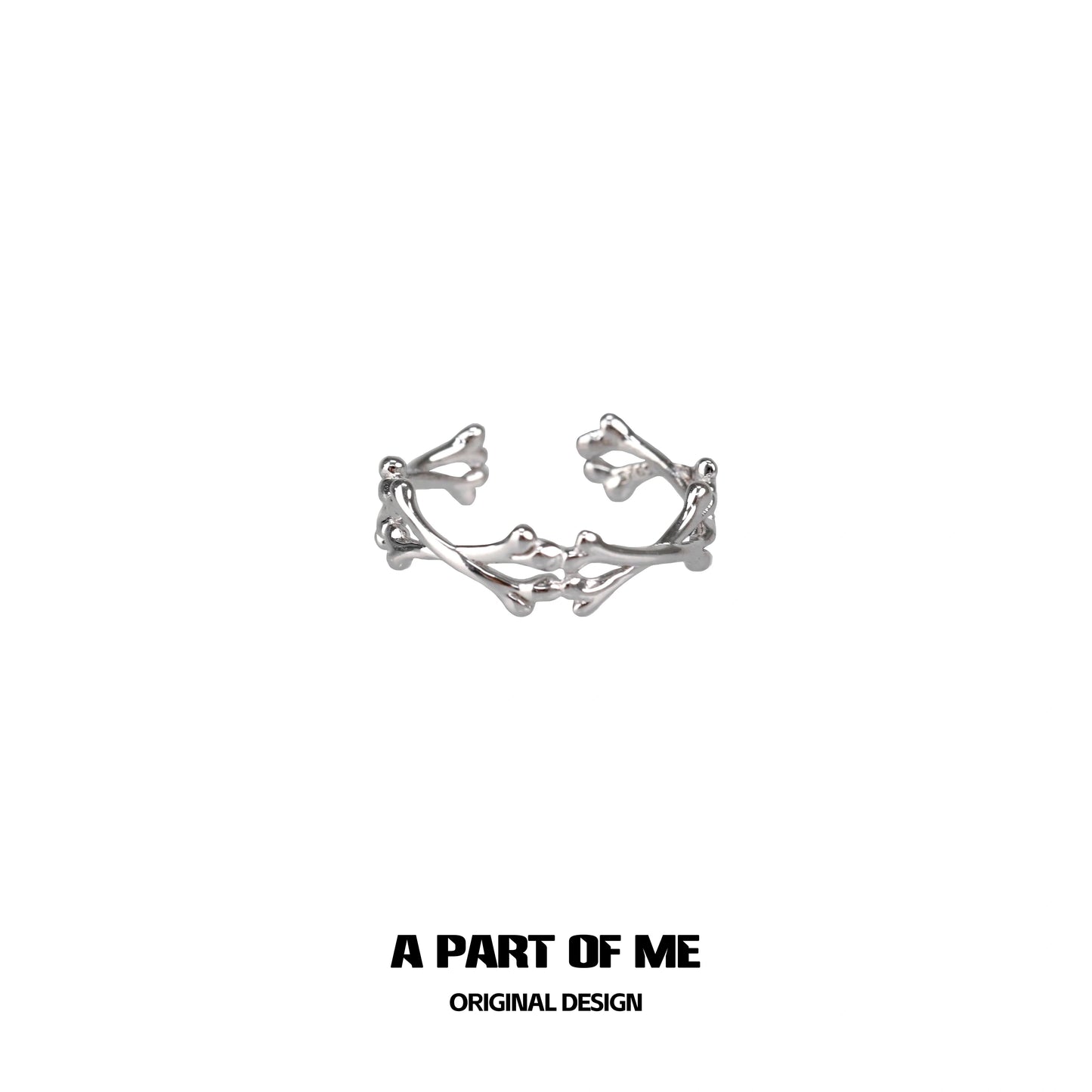 Abstract bone silver ring by A PART OF ME featuring a unique and intricate design