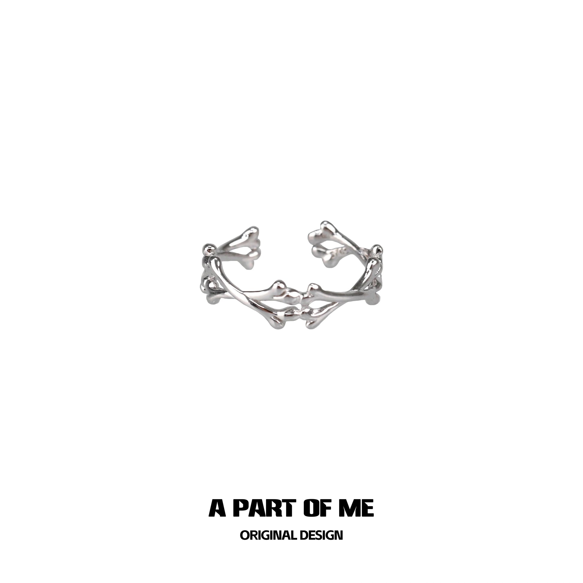 Abstract bone silver ring by A PART OF ME featuring a unique and intricate design
